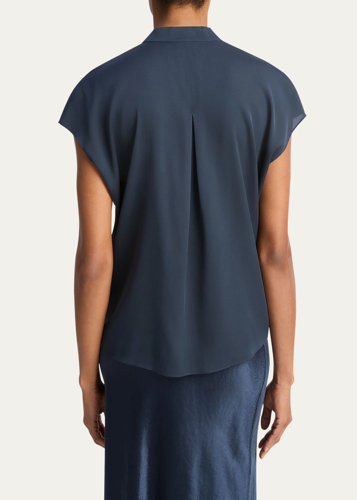 Vince Cap Sleeve Blouse with Contrast Hidden Placket
