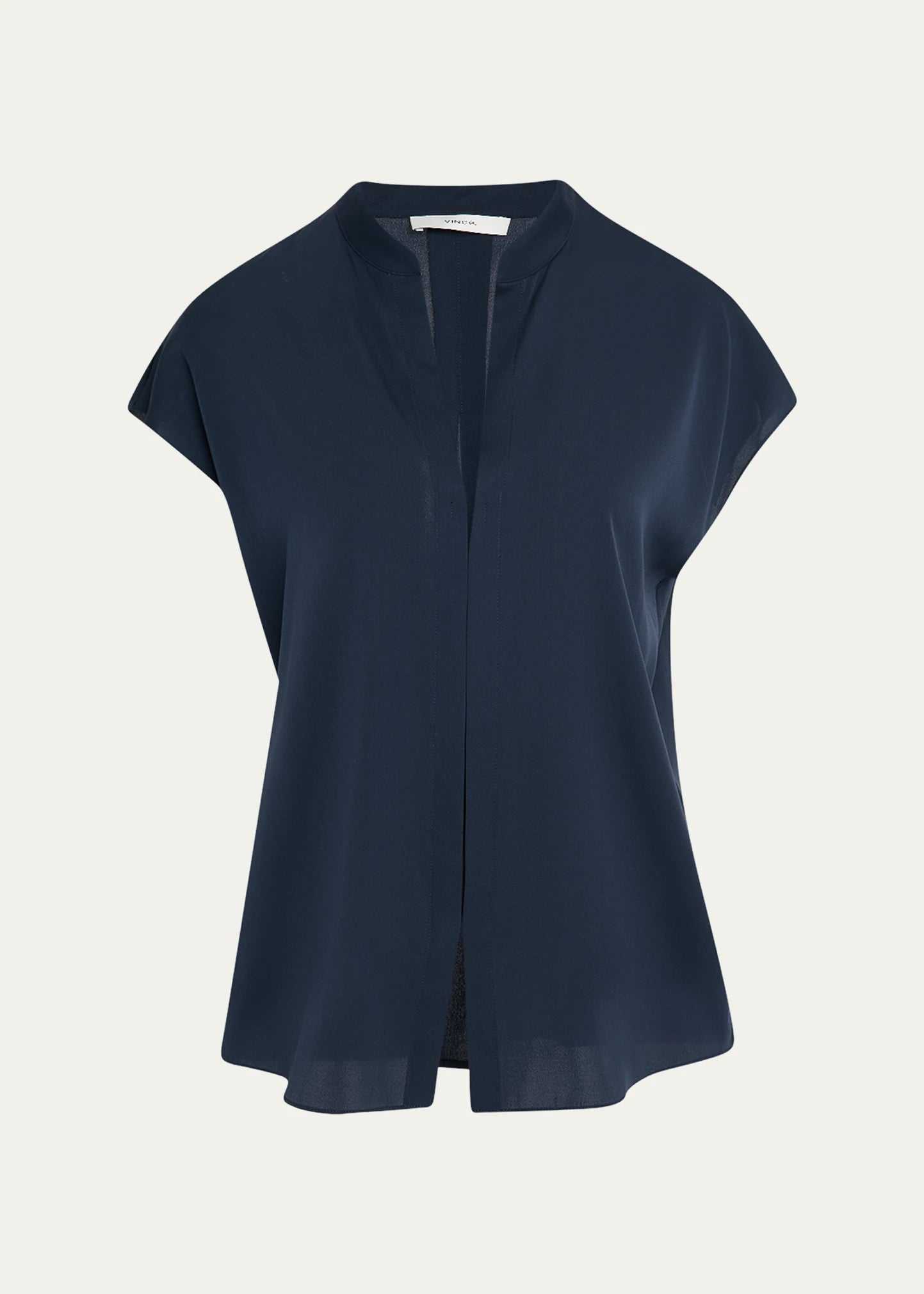 Vince Cap Sleeve Blouse with Contrast Hidden Placket