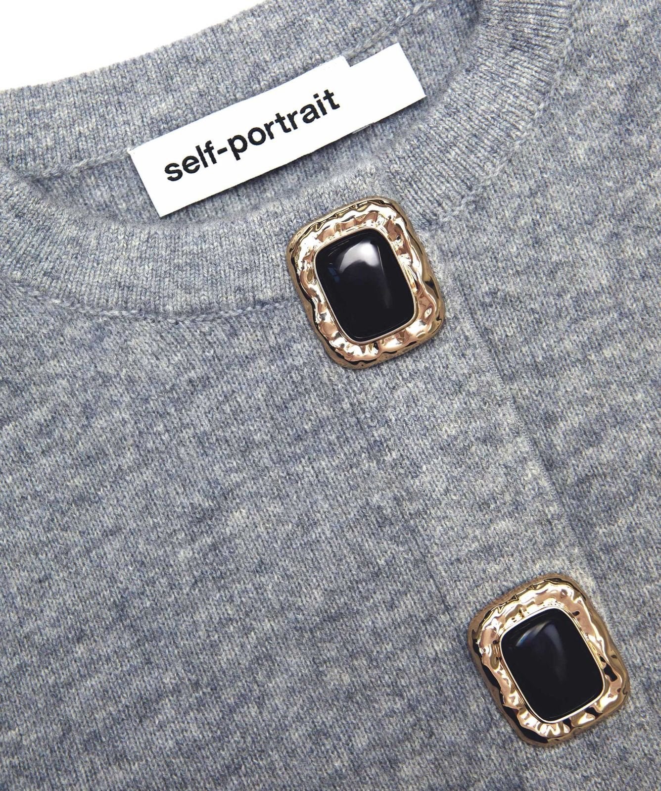 Self-Portrait Grey Wool Cardigan