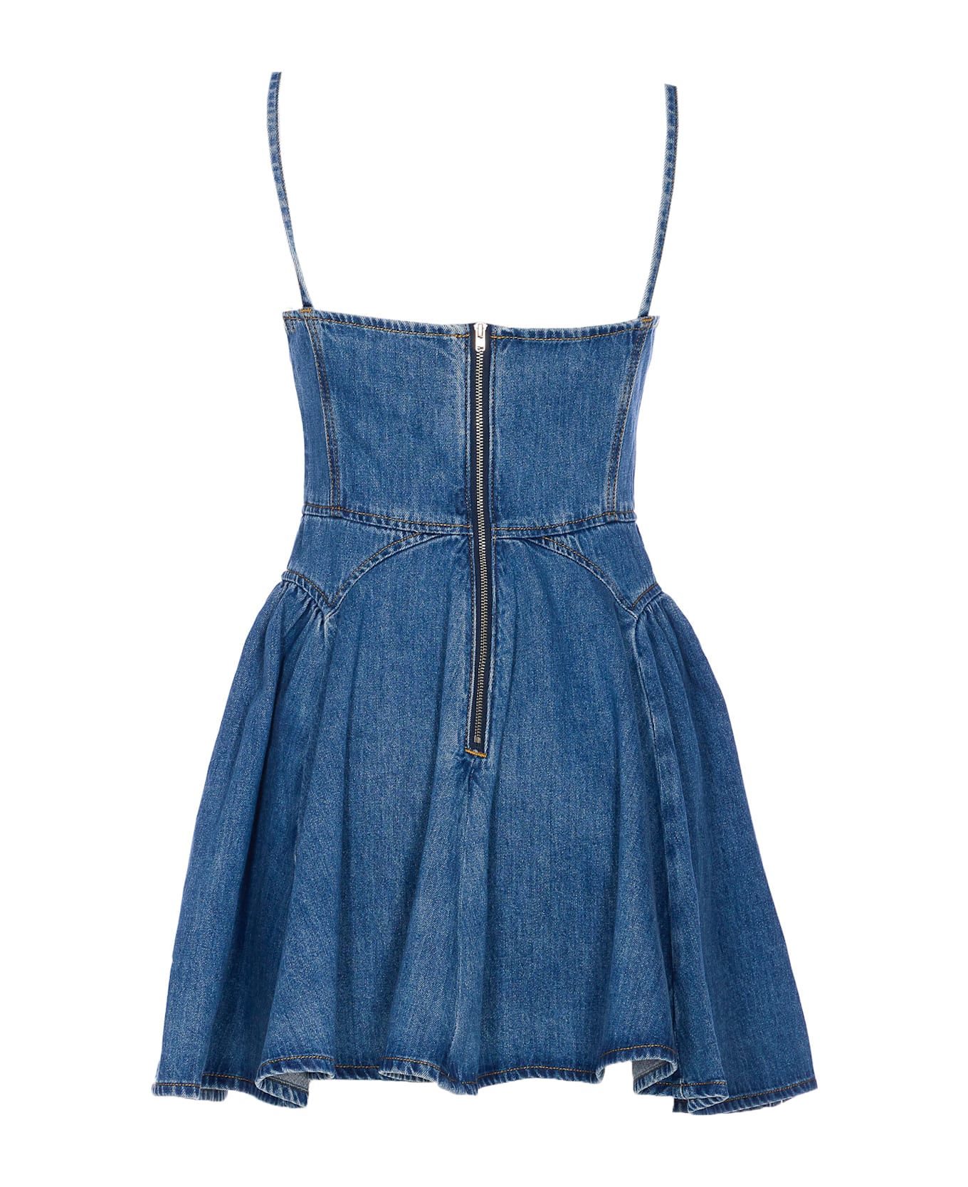 Vestido mini acampanado de mezclilla ligera Self-Portrait