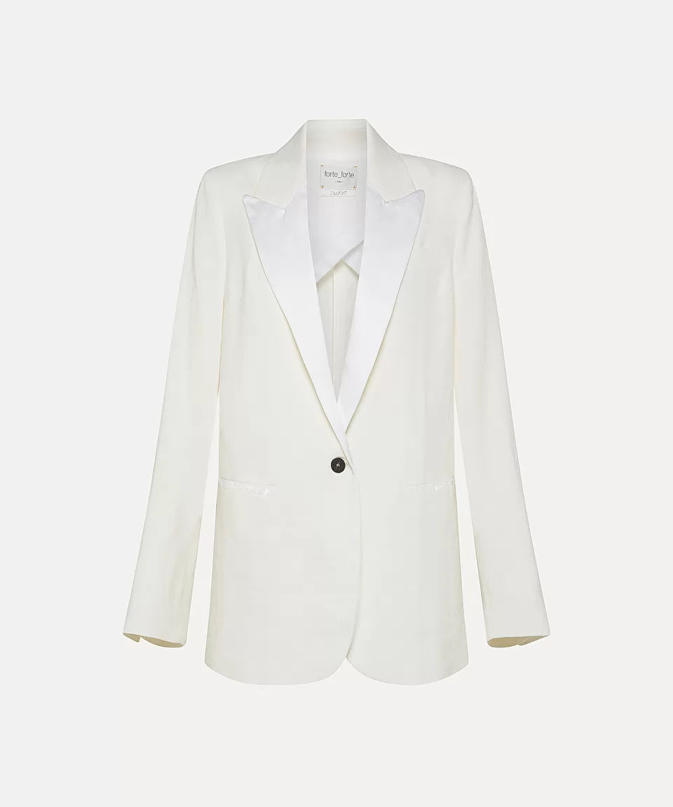 Forte Forte Chic Linen Herringbone Tuxedo Jacket