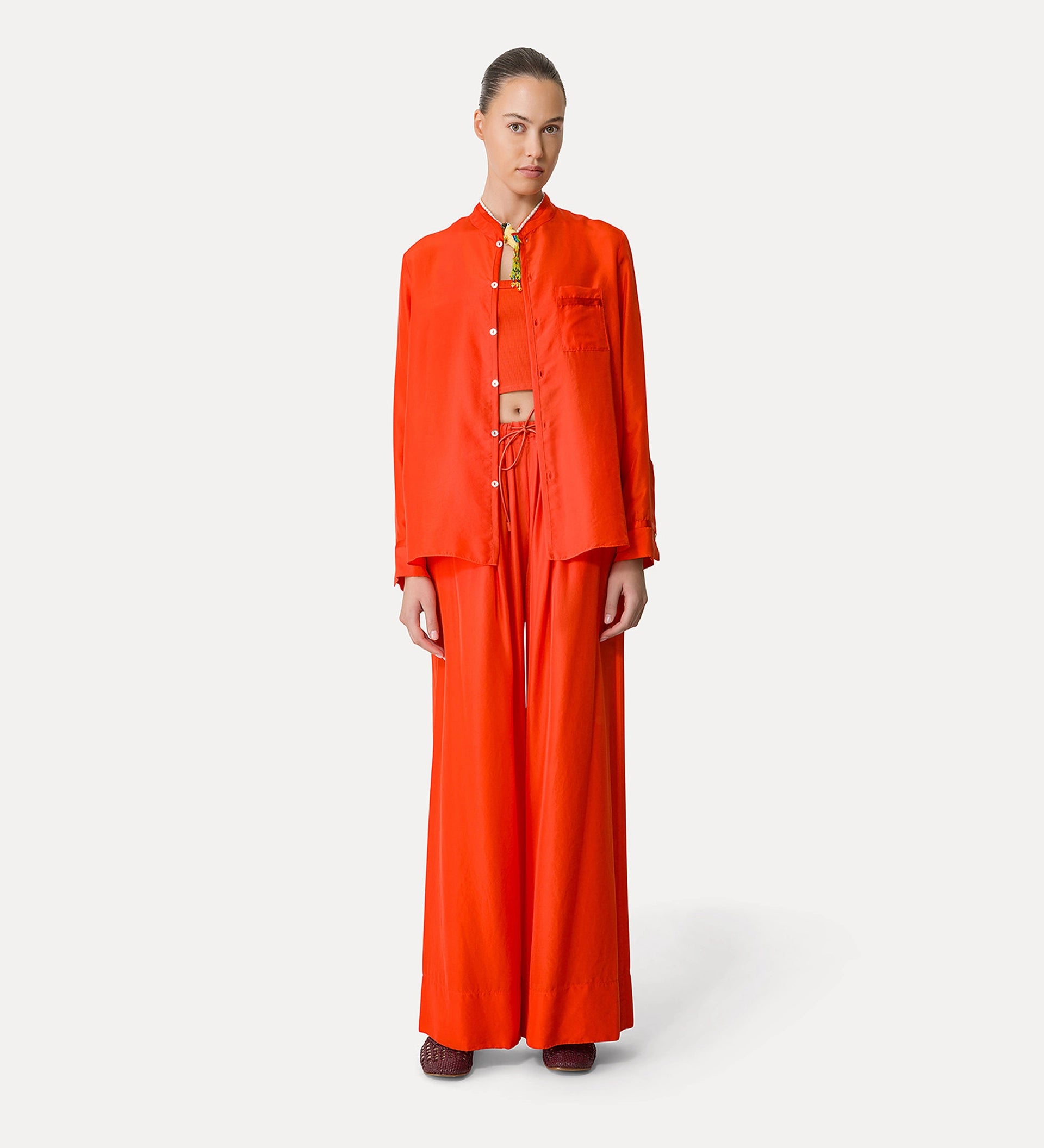 Forte Forte Habotai Silk Drawstring Pants - Papavero