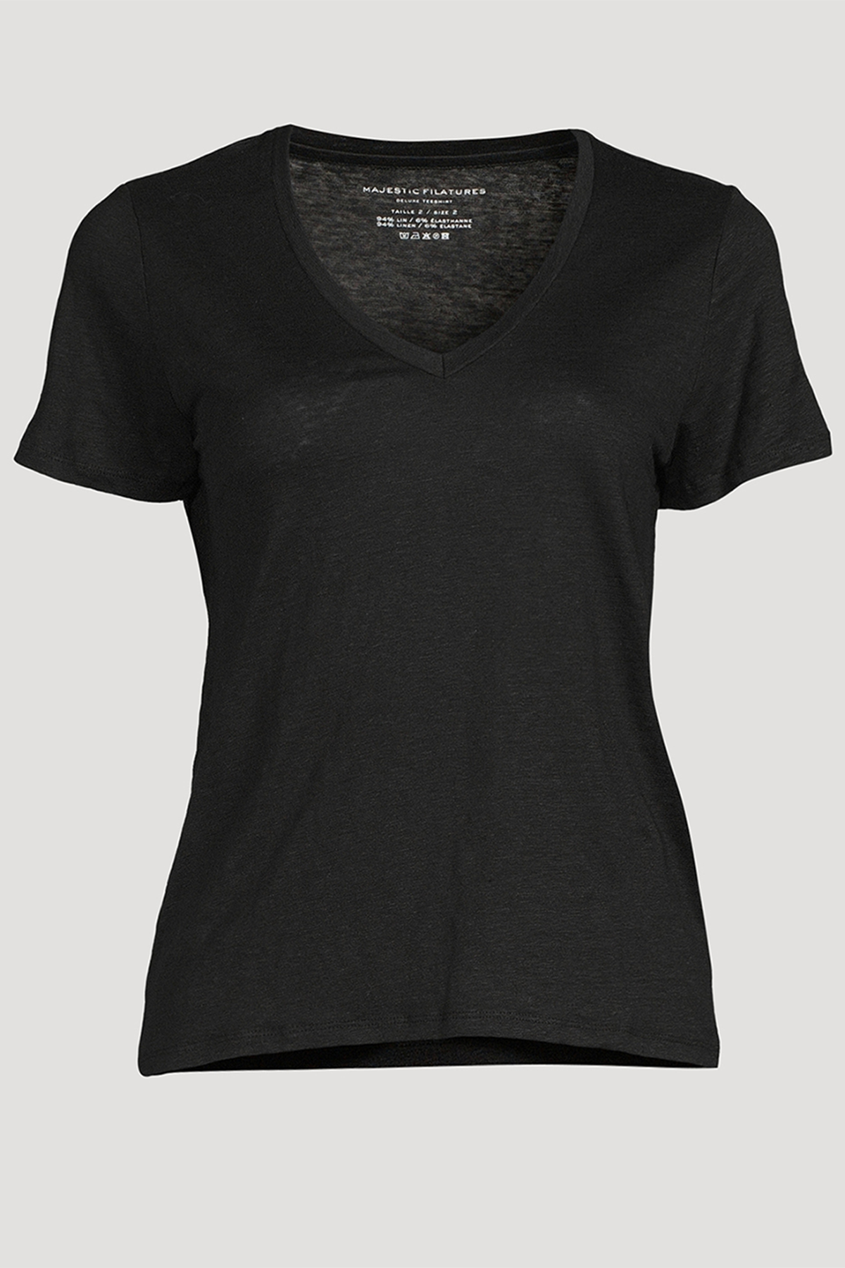 Majestic Filatures Stretch Linen S/S V-Neck