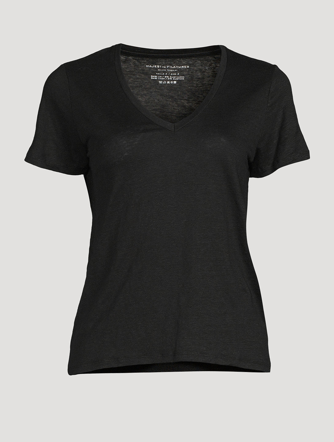 Majestic Filatures Stretch Linen S/S V-Neck