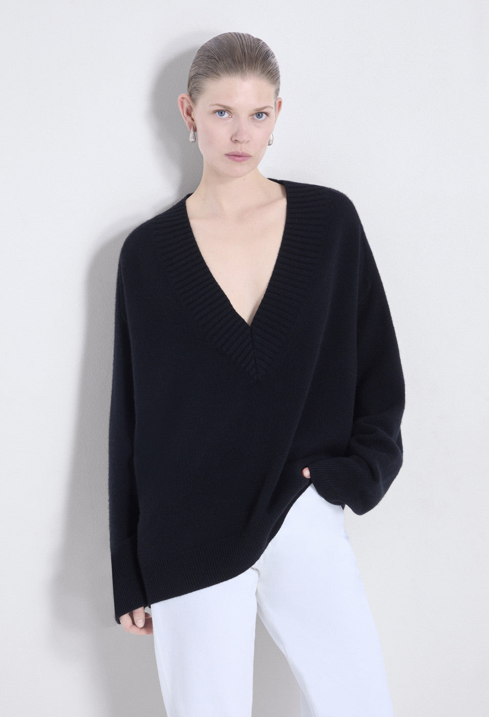Loulou de Saison Sage Deep V Neck Sweater