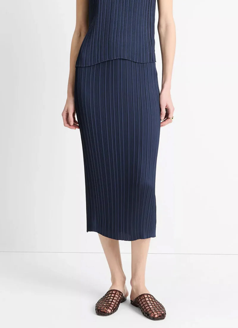 Vince Pleated Straight Pull On Skirt