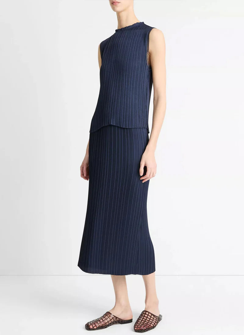 Vince Pleated Straight Pull On Skirt