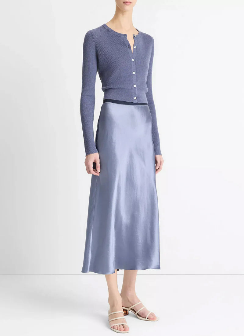 Vince Contrast Waistband Satin Skirt