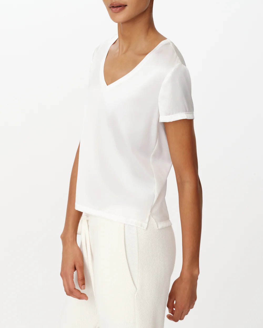 ATM Stretch Charmeuse V-Neck Tee