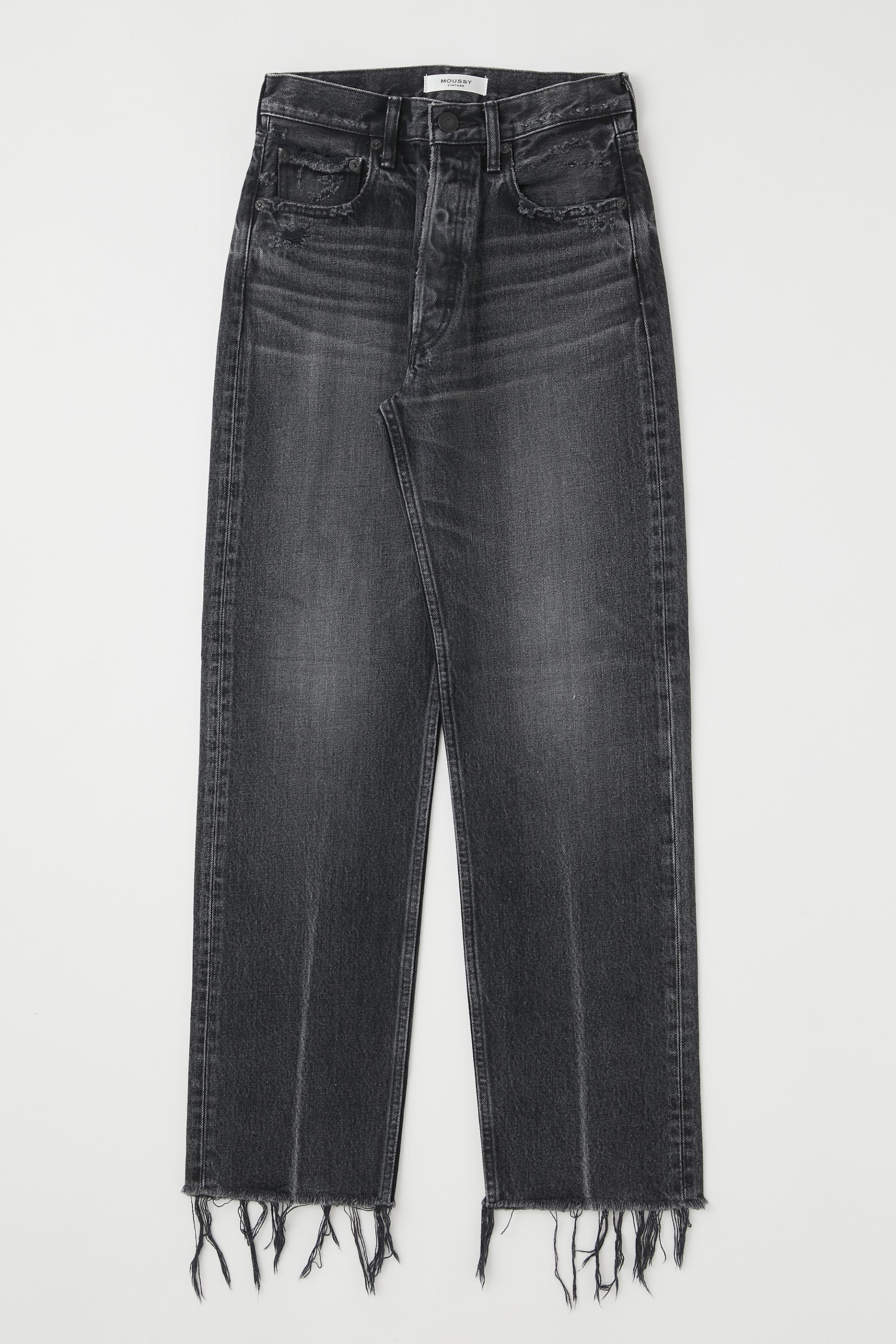 Moussy vintage store high rise raw hem skinny black Jean 26