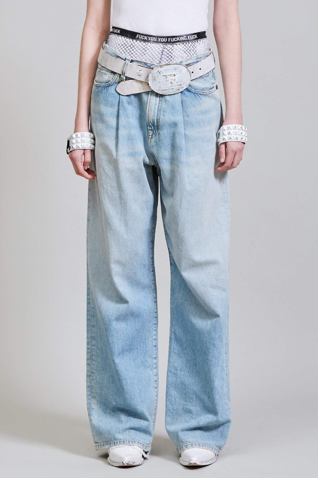 R-13 Damon Pleated Wide Leg Jean