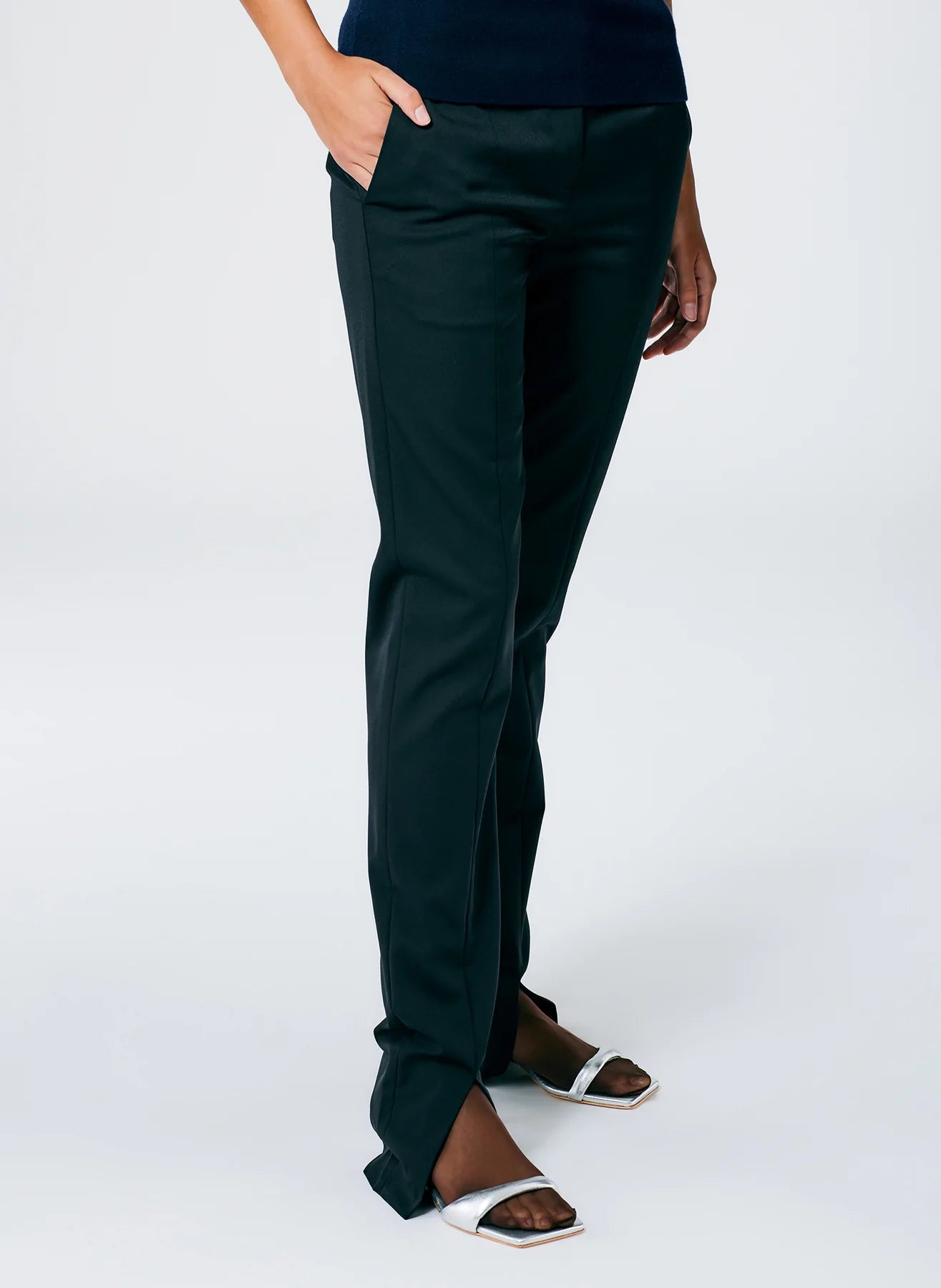 Tibi Cassius Suiting Slim Pantalon avec fente sur le devant
