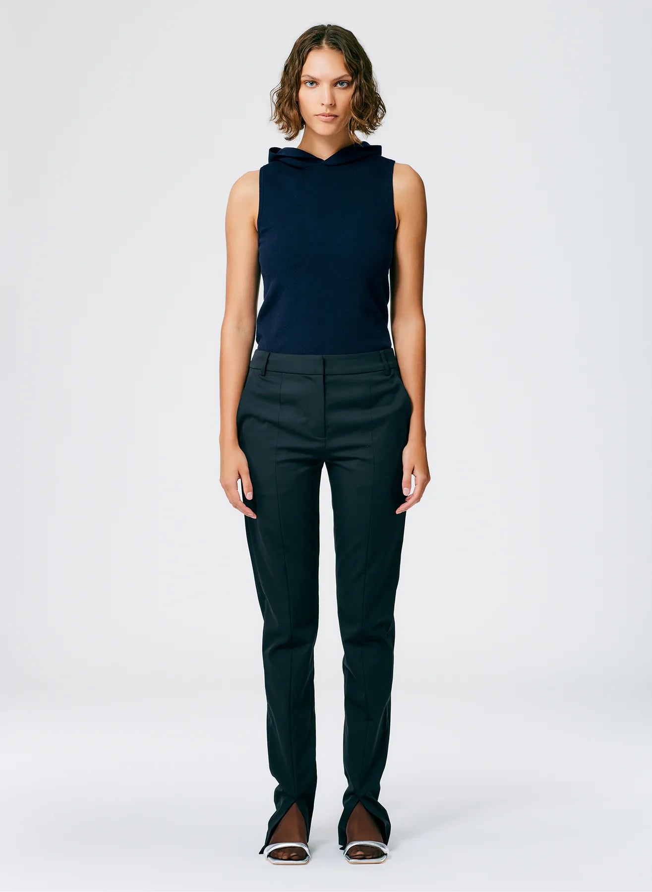 Tibi Cassius Suiting Slim Pantalon avec fente sur le devant