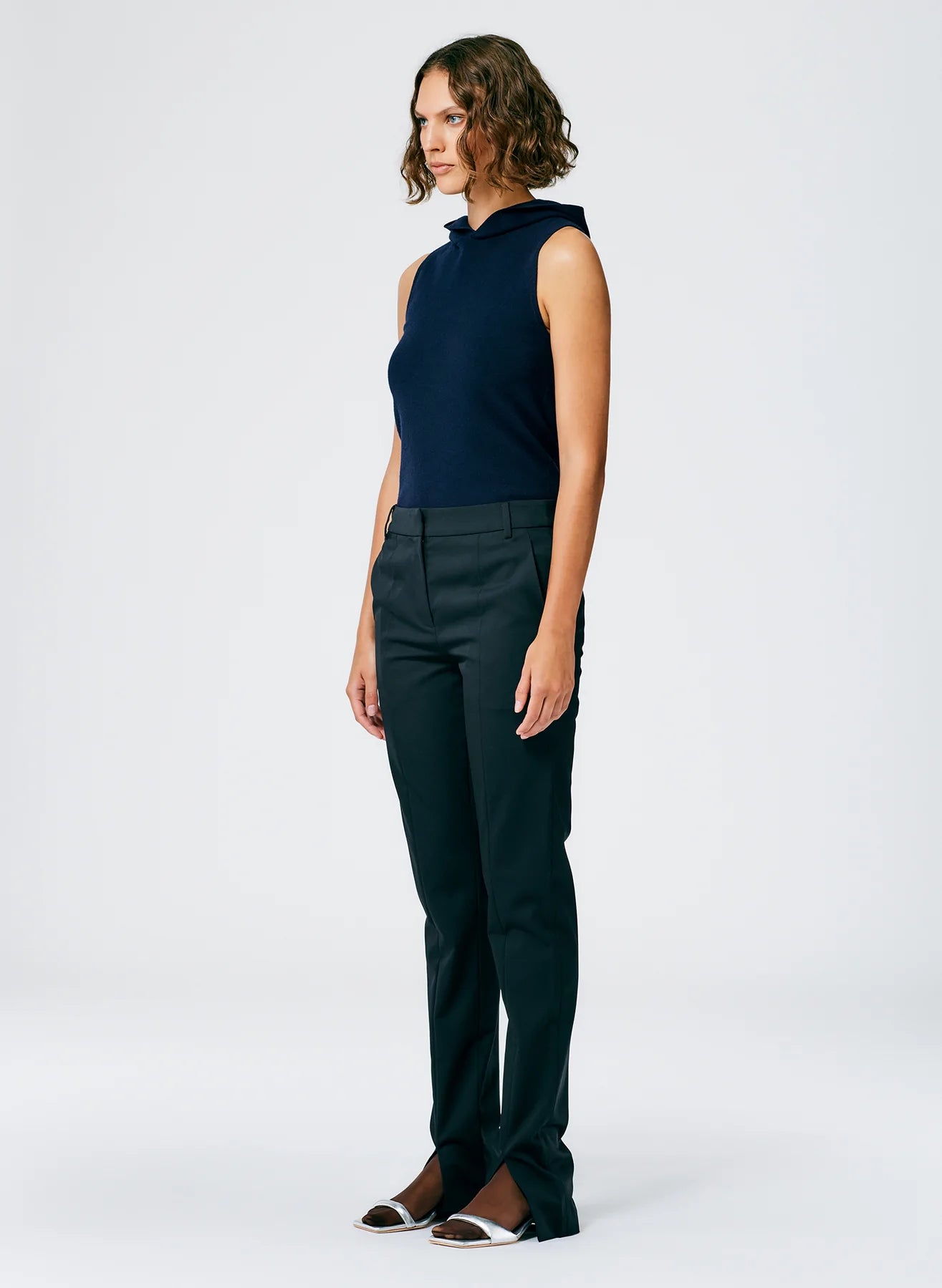 Tibi Cassius Suiting Slim Pantalon avec fente sur le devant
