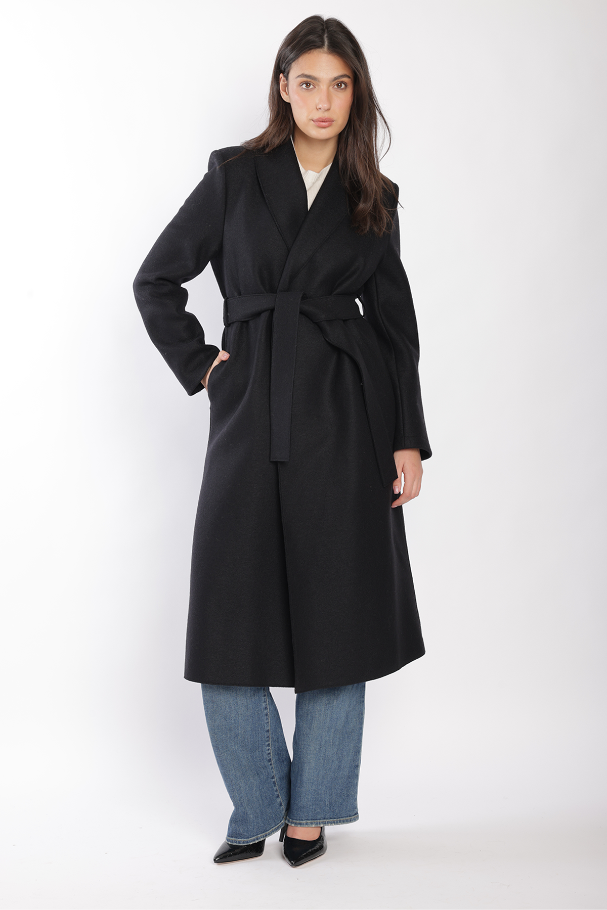 Harris Wharf Shawl Collar Coat With S. Pads Pressed Wool