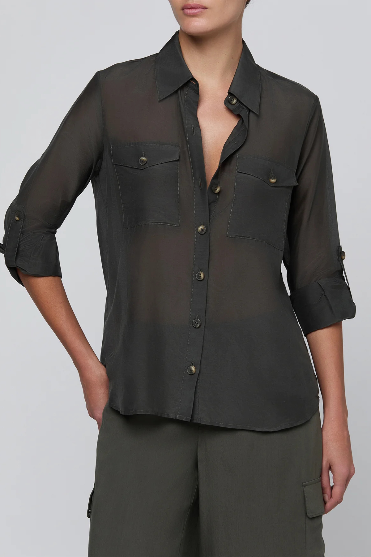 L’AGENCE Pearson Military Blouse - Ash Olive