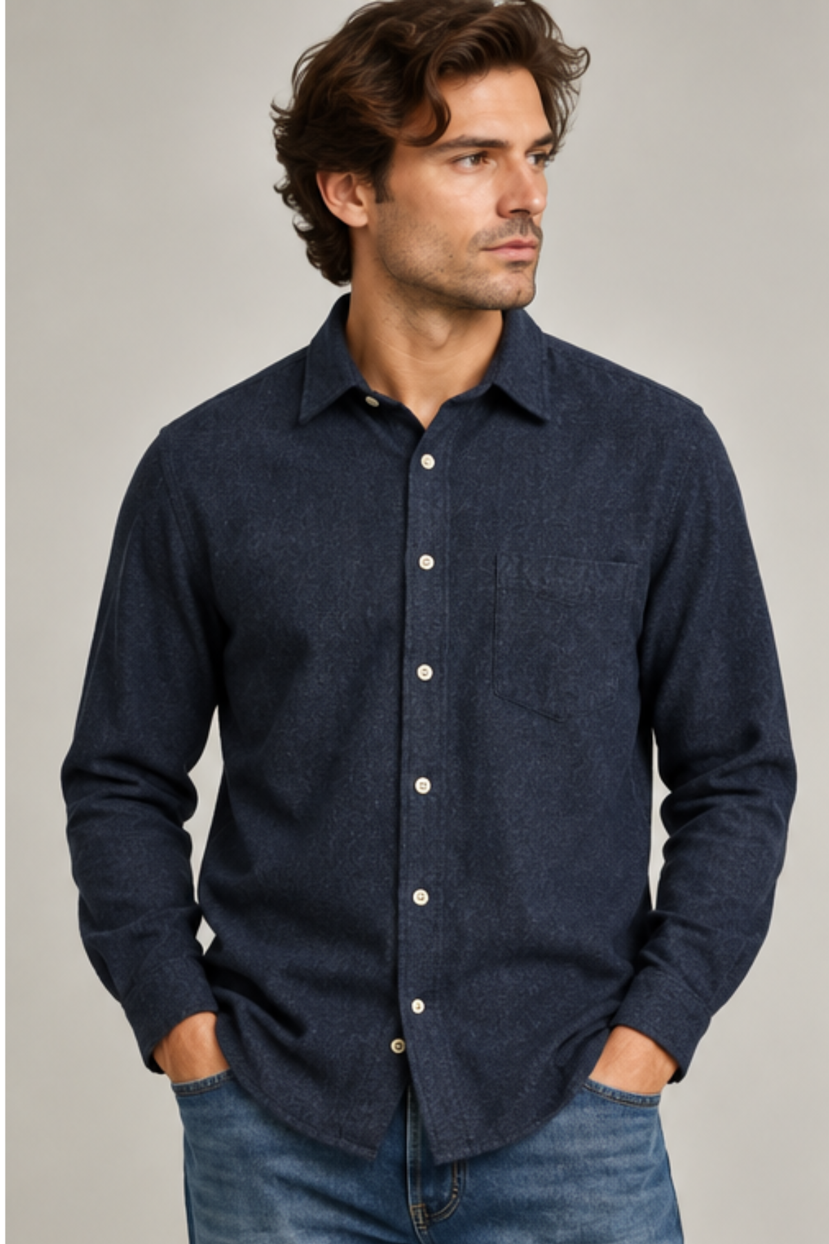 Hartford Men's Paul Woven Shirt - Navy