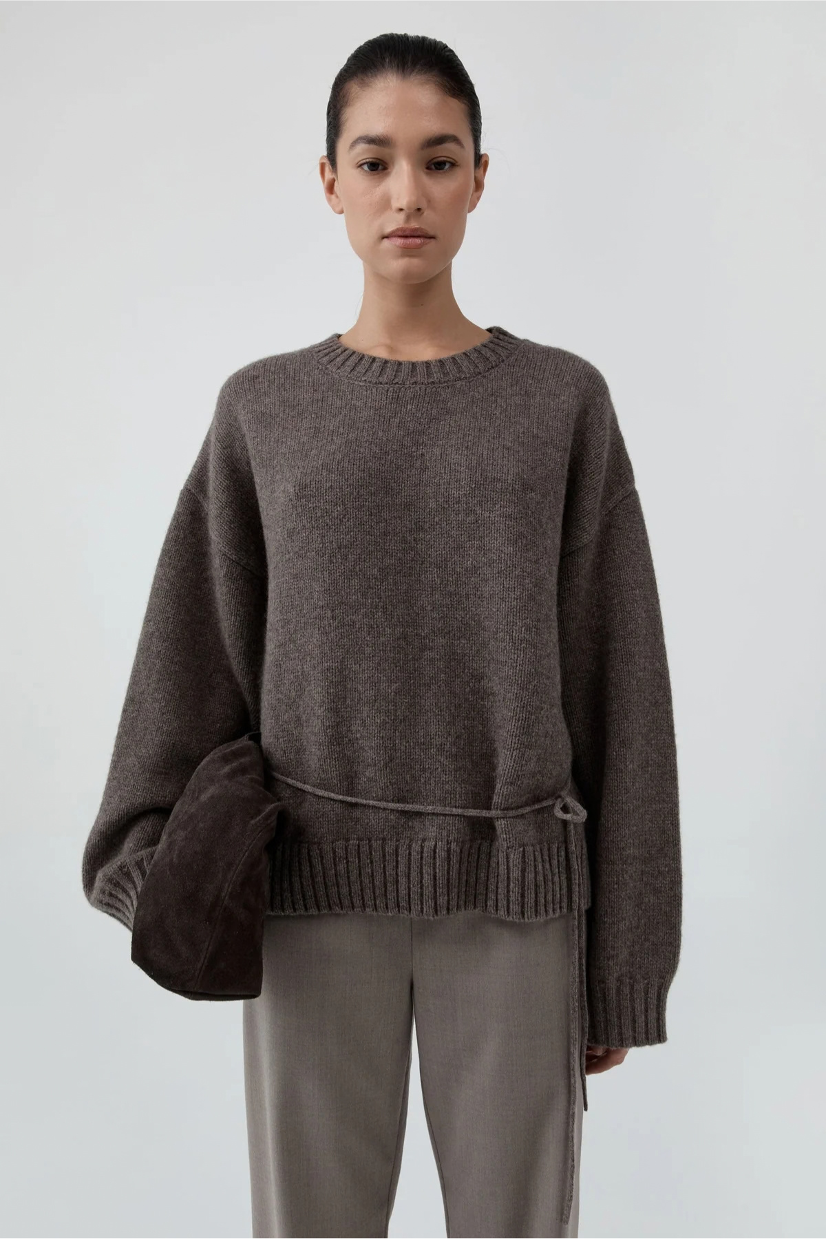 St. Agni Wool Crewneck Jumper - Taupe Melange