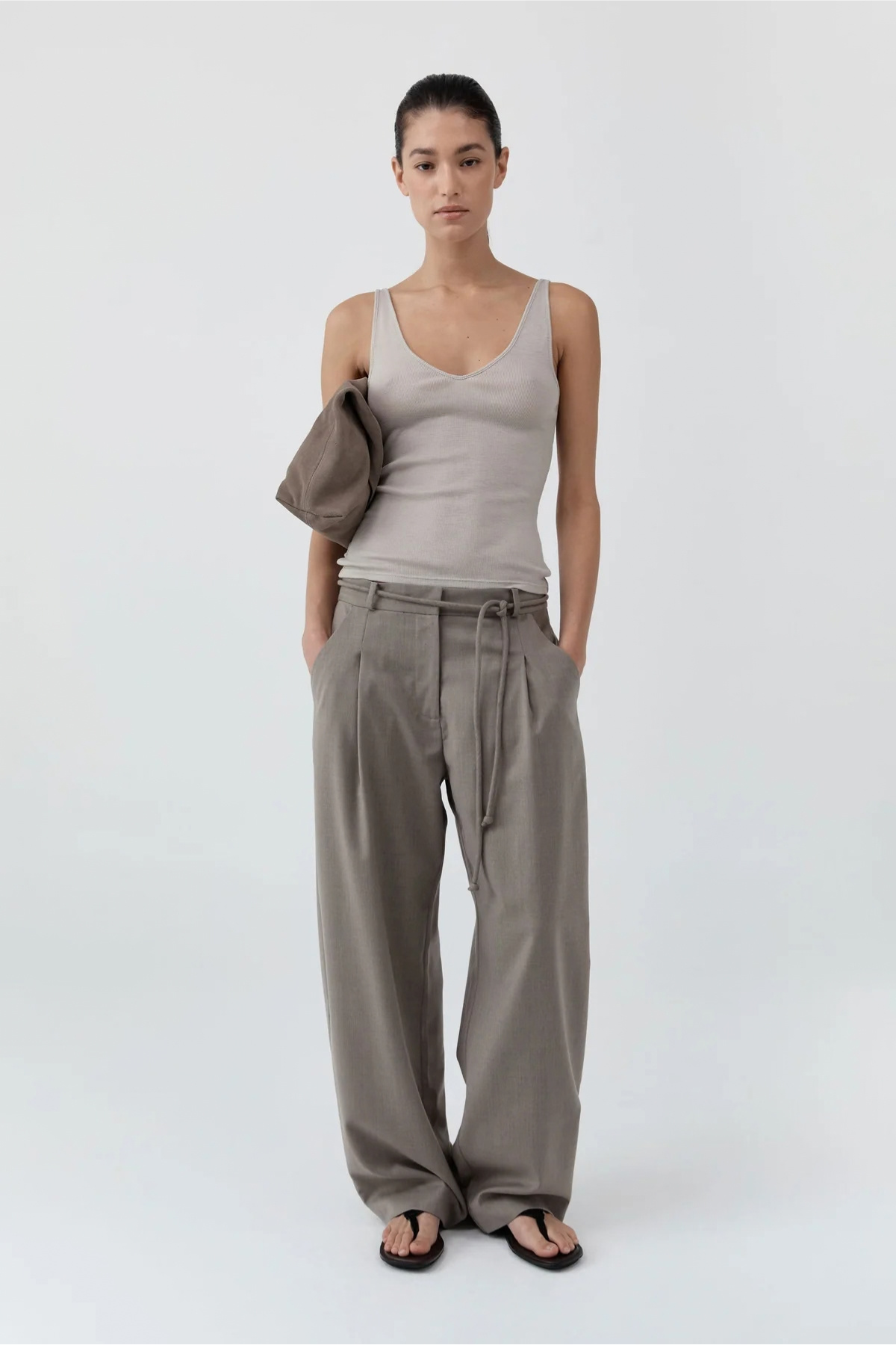 St. Agni Tailored Barrel Pants - Light Taupe