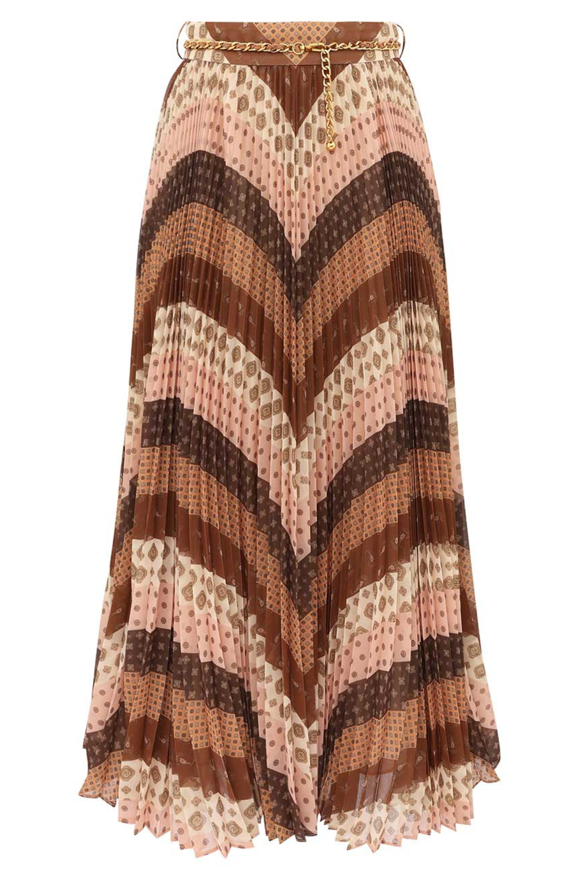 Zimmermann Sunray Pleated Skirt - Chevron Chocolate
