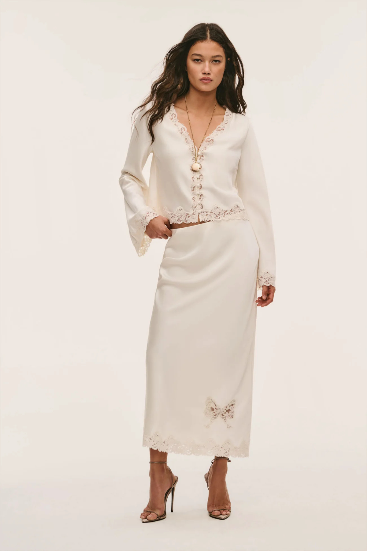 LoveShackFancy Avelaine Skirt - Alabaster Glow
