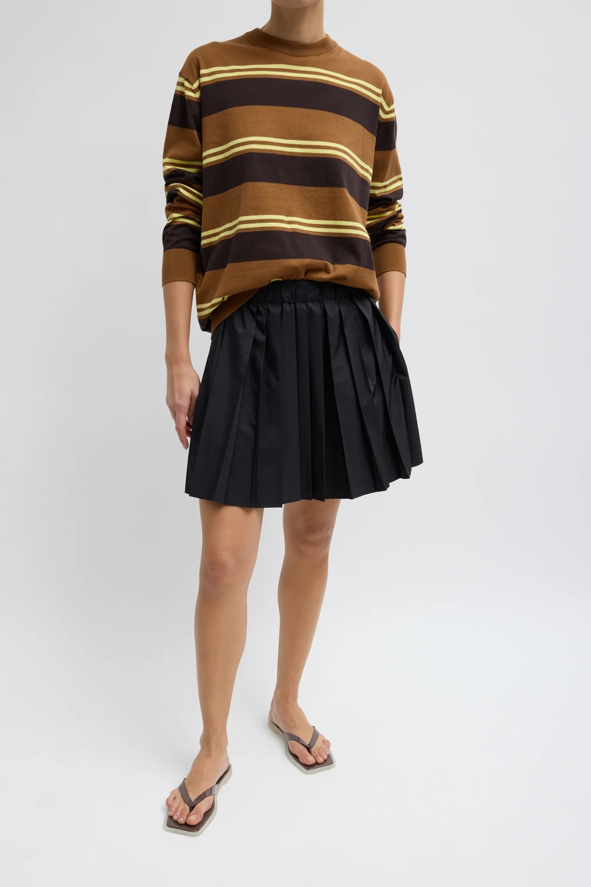 Tibi Summer Nylon Pull On Mini Skirt - Black