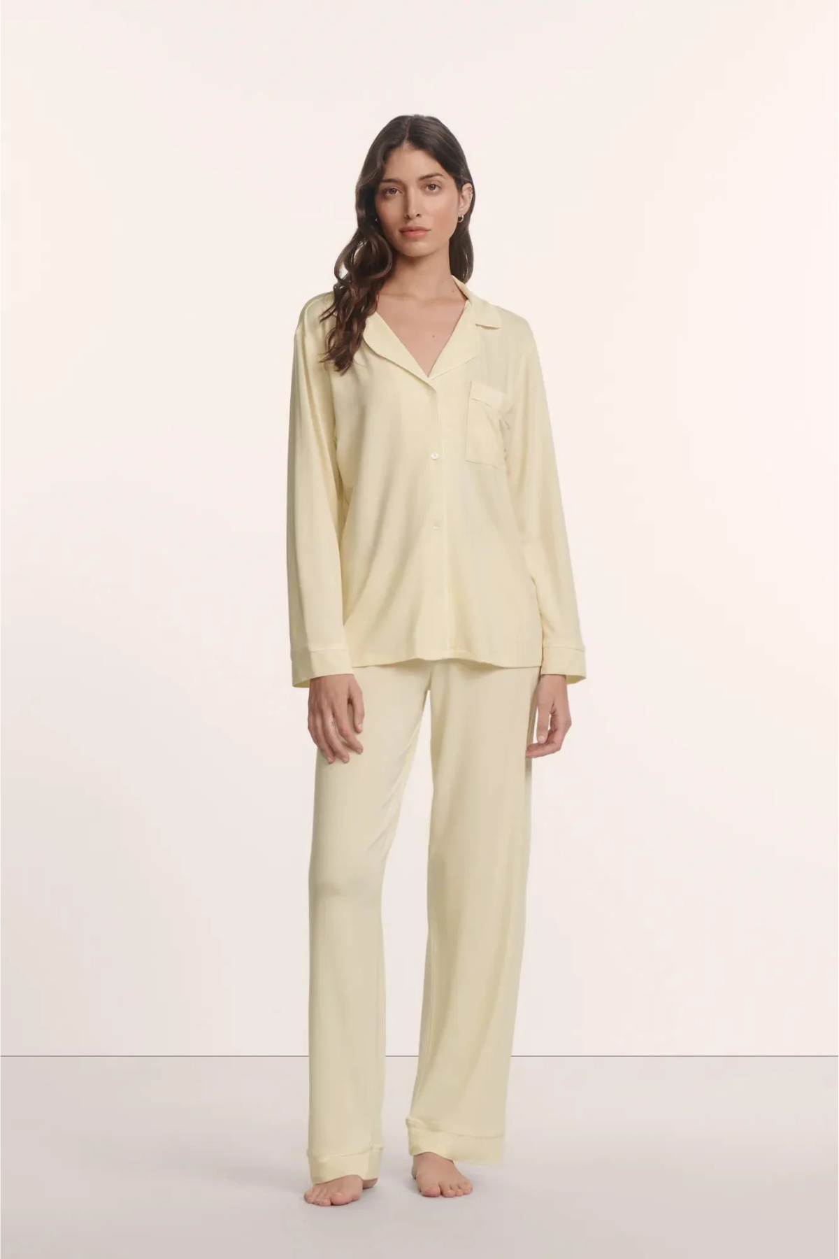 Eberjey Gisele Long PJ Set - Buttercream/ Ivory