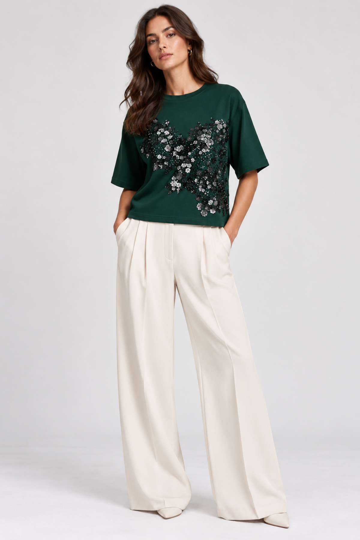 Essentiel Antwerp Kalani Short Sleeve Sweatshirt - Forest Whisper