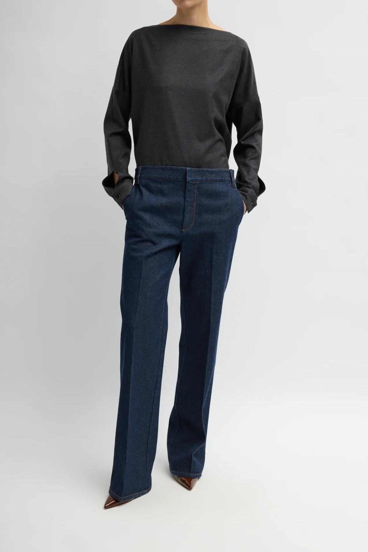 Tibi Indigo Denim Pat Trouser Jean - Dark Denim