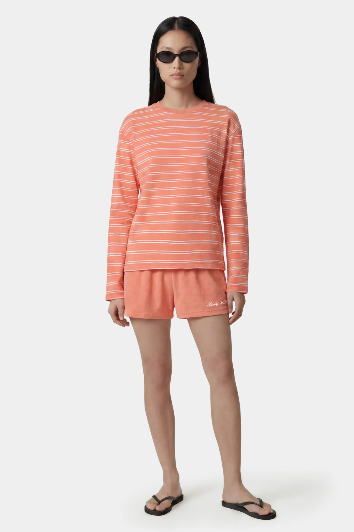 Sporty & Rich Signature Logo Terry Short - Flamingo White