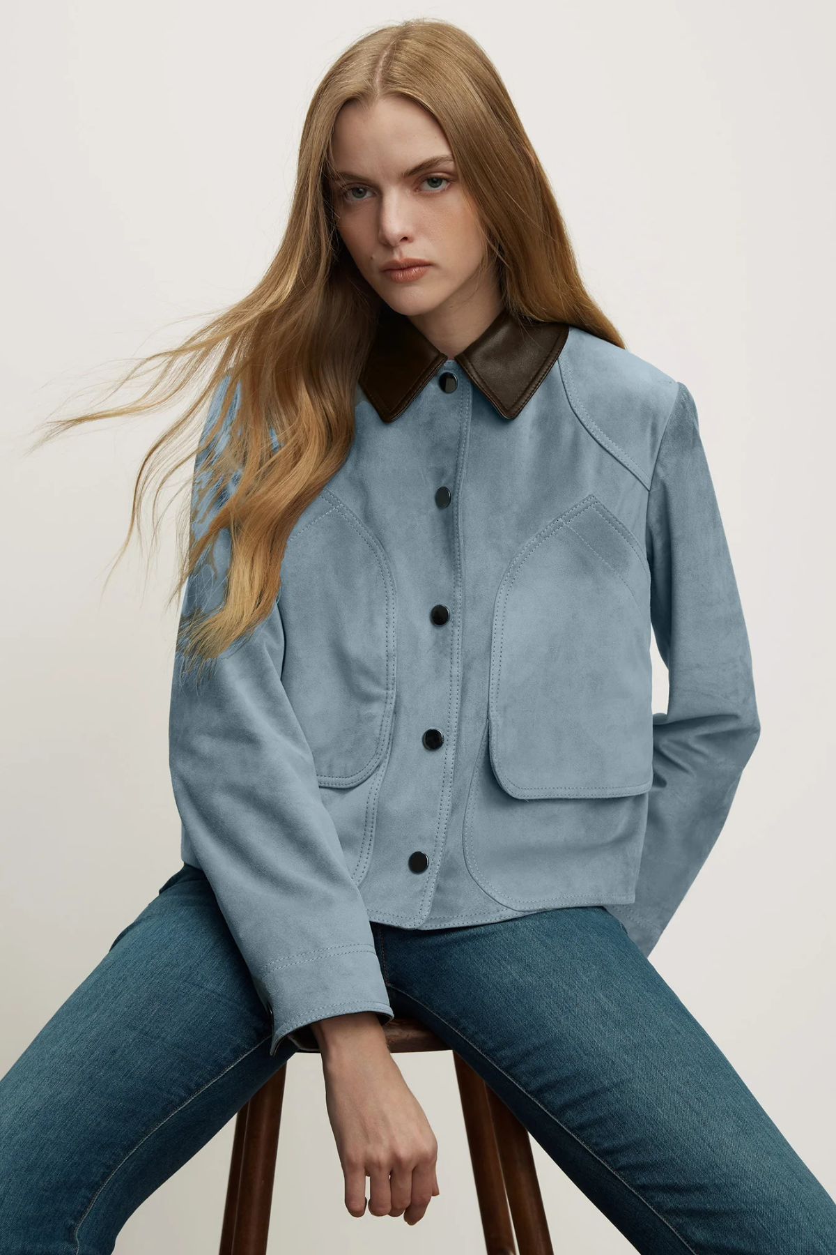 Veronica Beard Walters Cropped Barn Jacket - Blue Steel