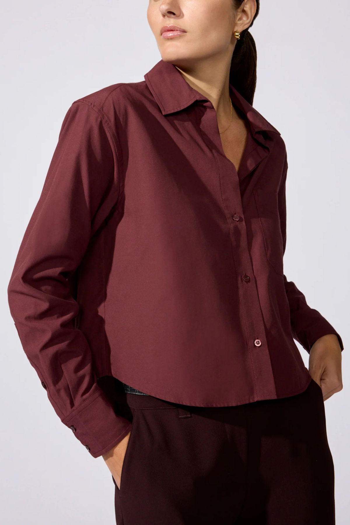 Brochu Walker Everyday Cropped Shirt - Barolo