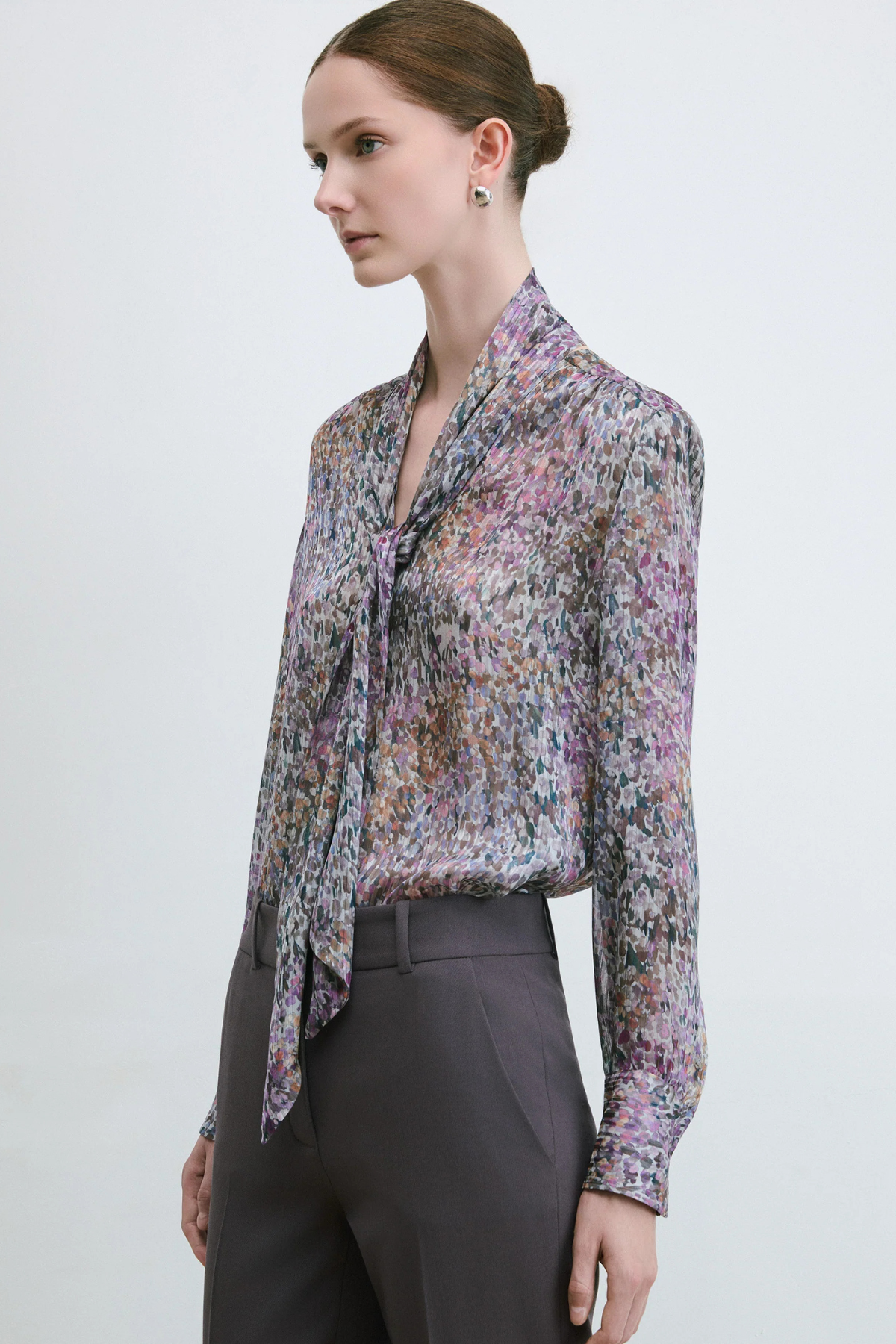 Judith & Charles Floral Print Scarf Casey Blouse - Mulberry Print