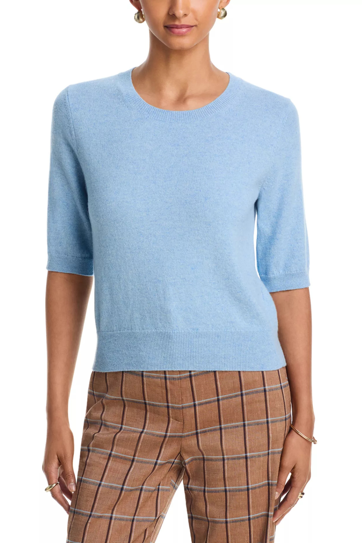 Veronica Beard Shana Cashmere Sweater - Pale Blue River Melange