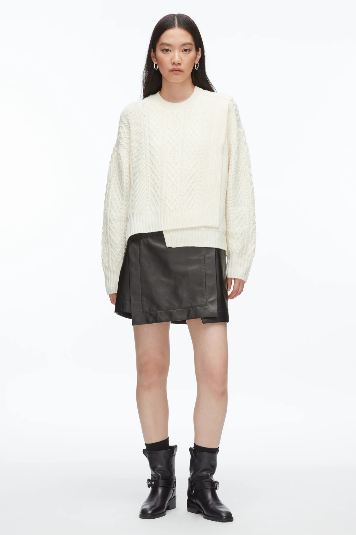 3.1 Phillip Lim Cable Mix Double Layer Crewneck