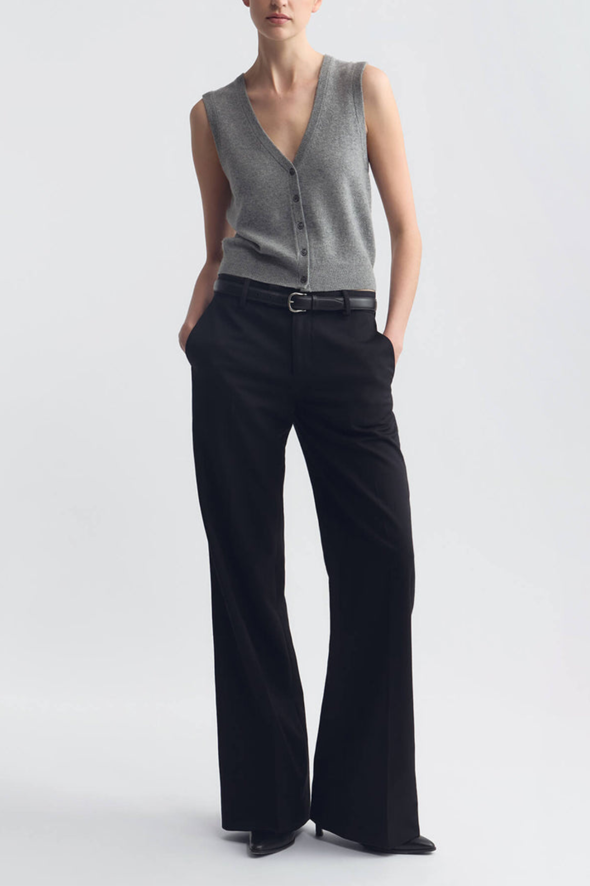 Nili Lotan Porter Sweater Vest - Pebble Grey Heather
