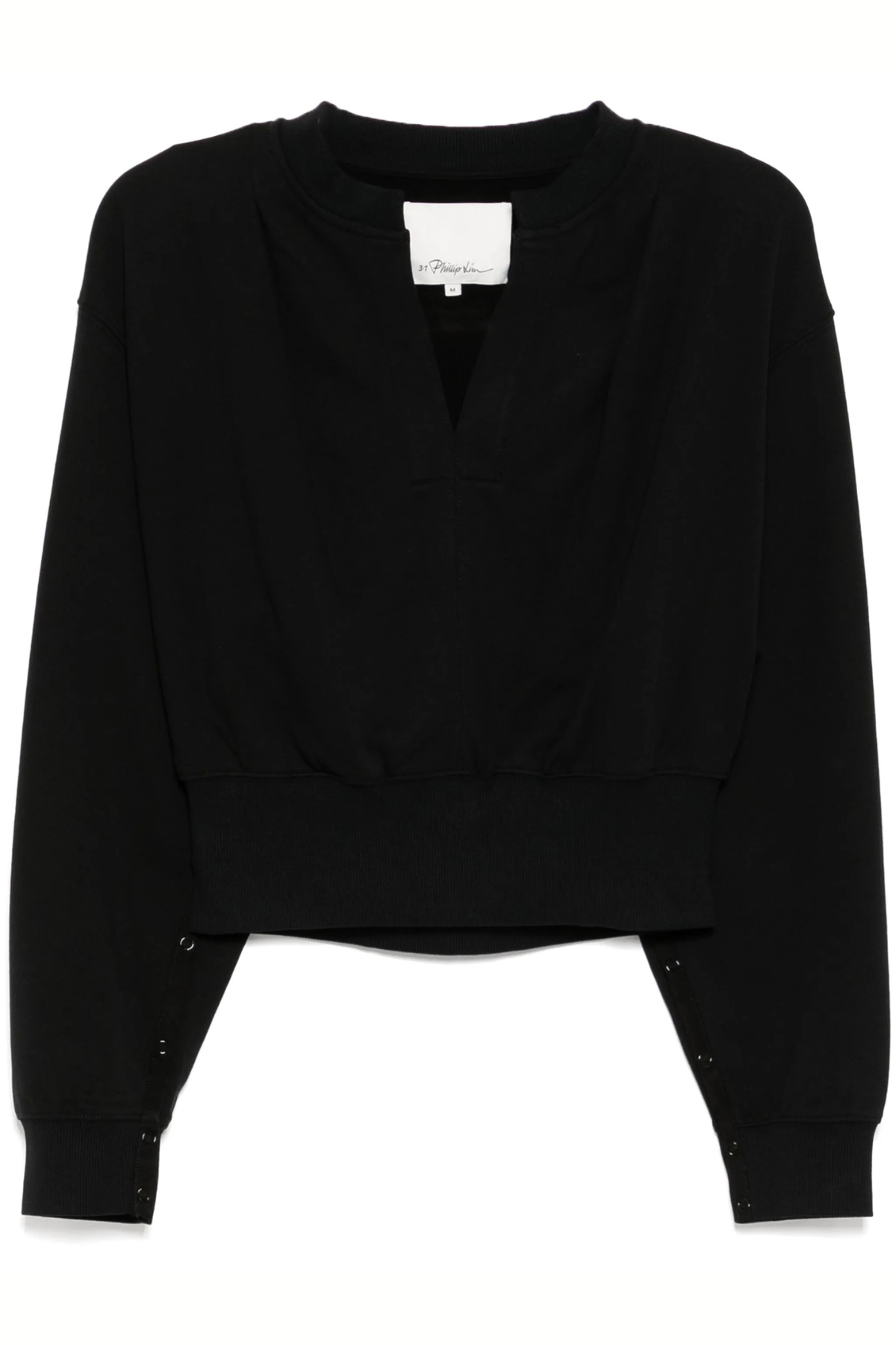 3.1 Phillip Lim Long Sleeve Cropped Sweatshirt with Snaps