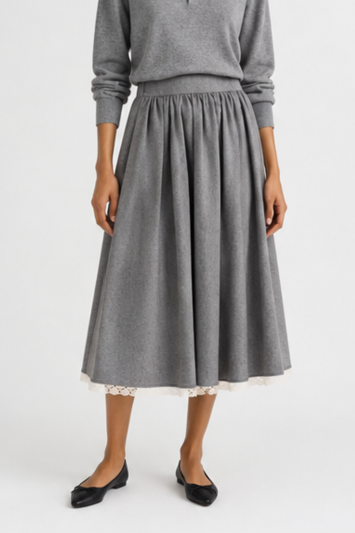MARIA McMANUS Gathered Skirt - Grey Melange