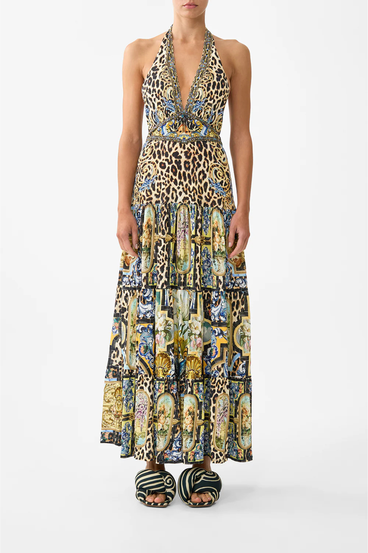 Camilla Halter Jersey Dress With Tiered Skirt - Sevillian Style