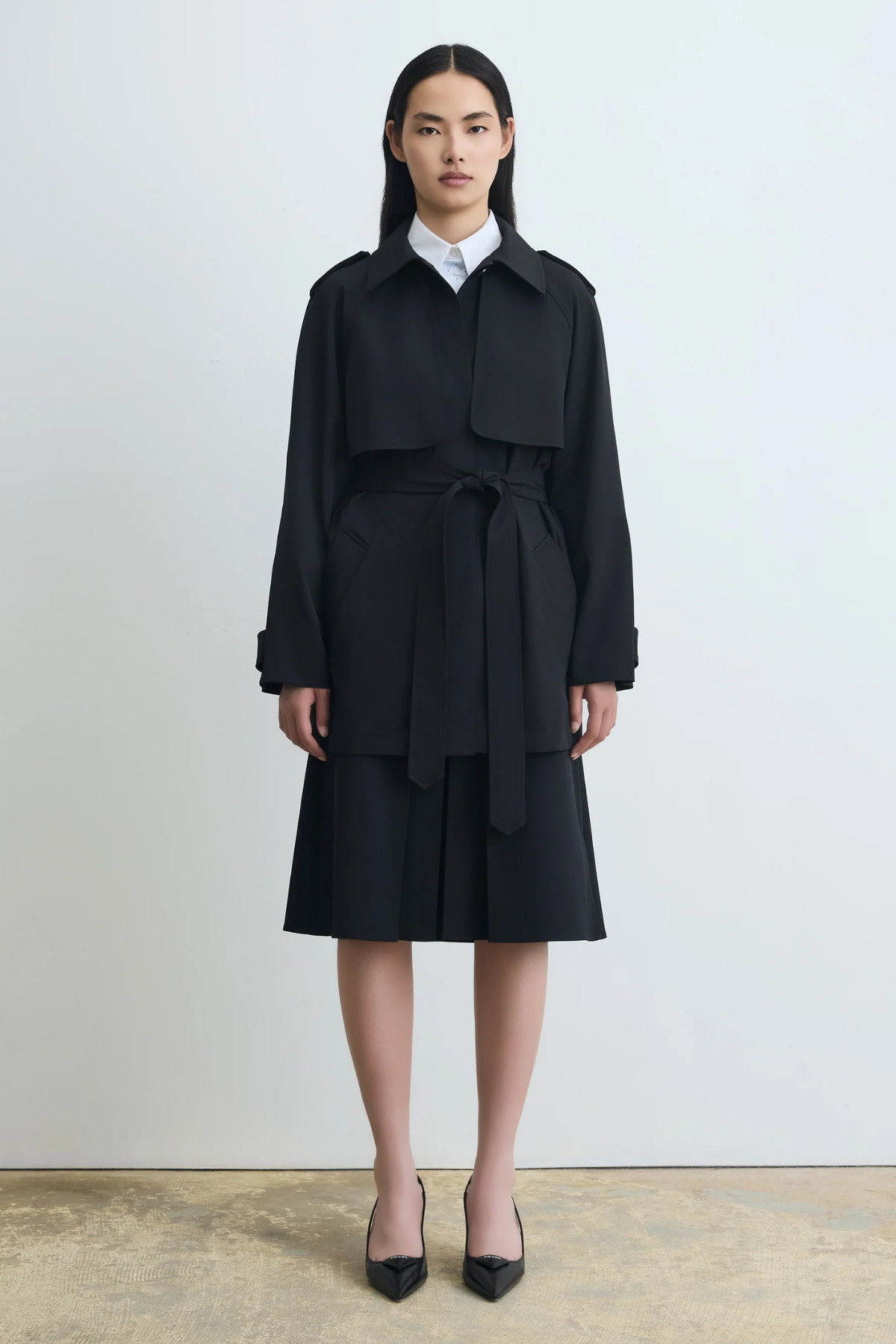 Judith & Charles Easy Care Short Belted Trench Balzac Jacket - Black