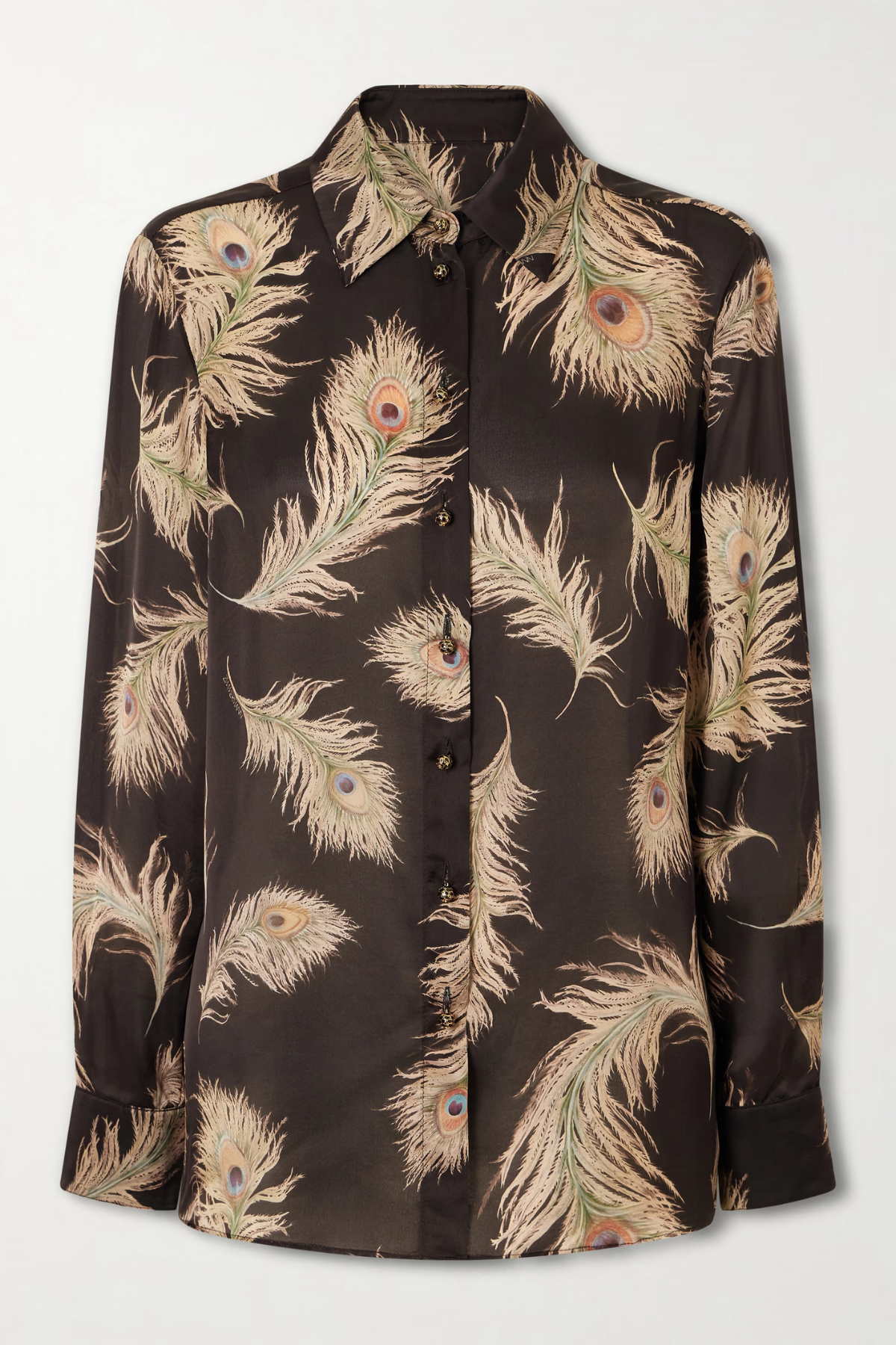 Zimmermann Valiant Satin Shirt - Black Feather