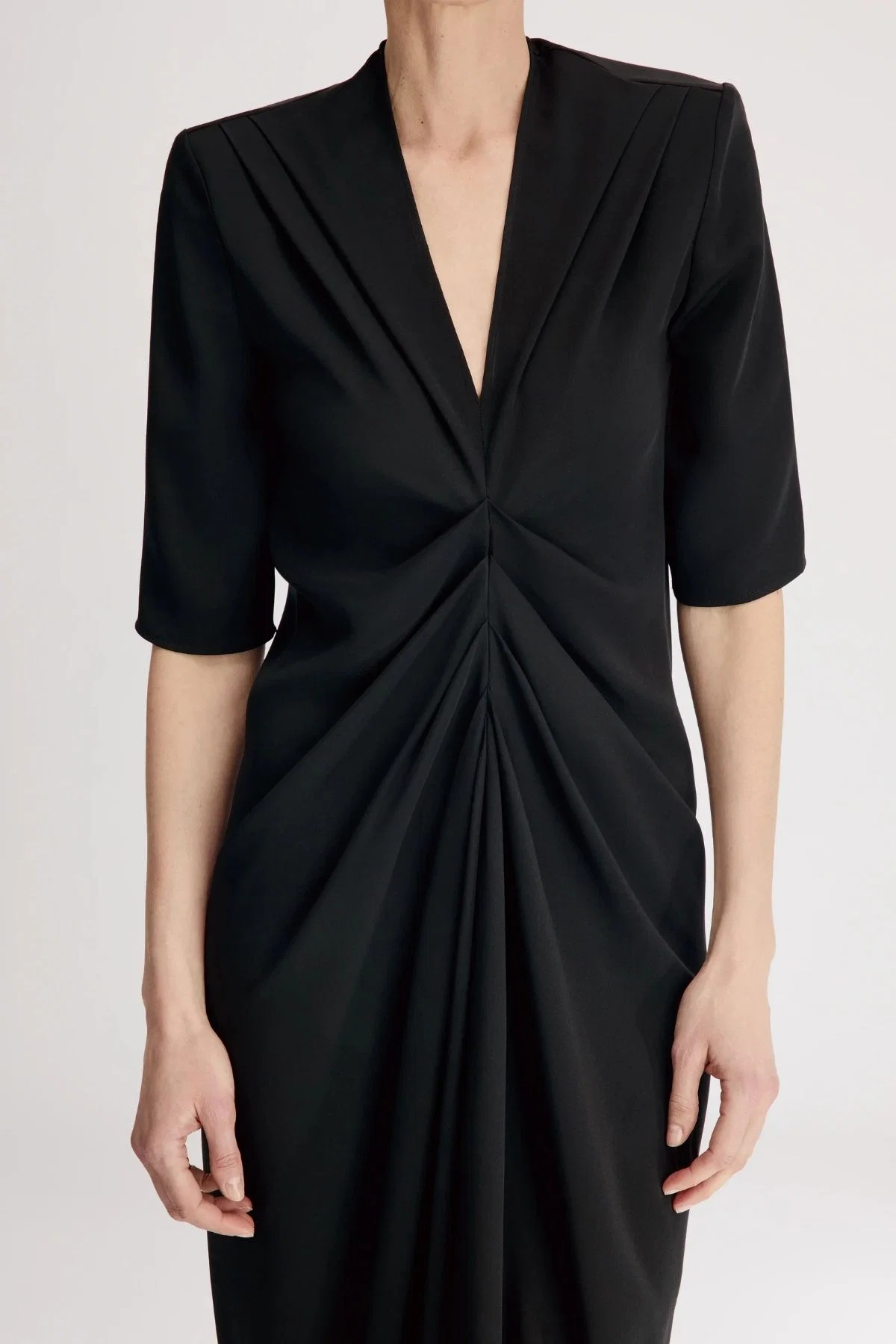 Loulou de Saison Willa Front Zip Midi Dress - Black