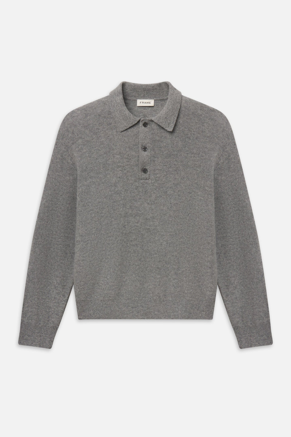Frame Men's Boiled Wool Polo Sweater - Grey Melange