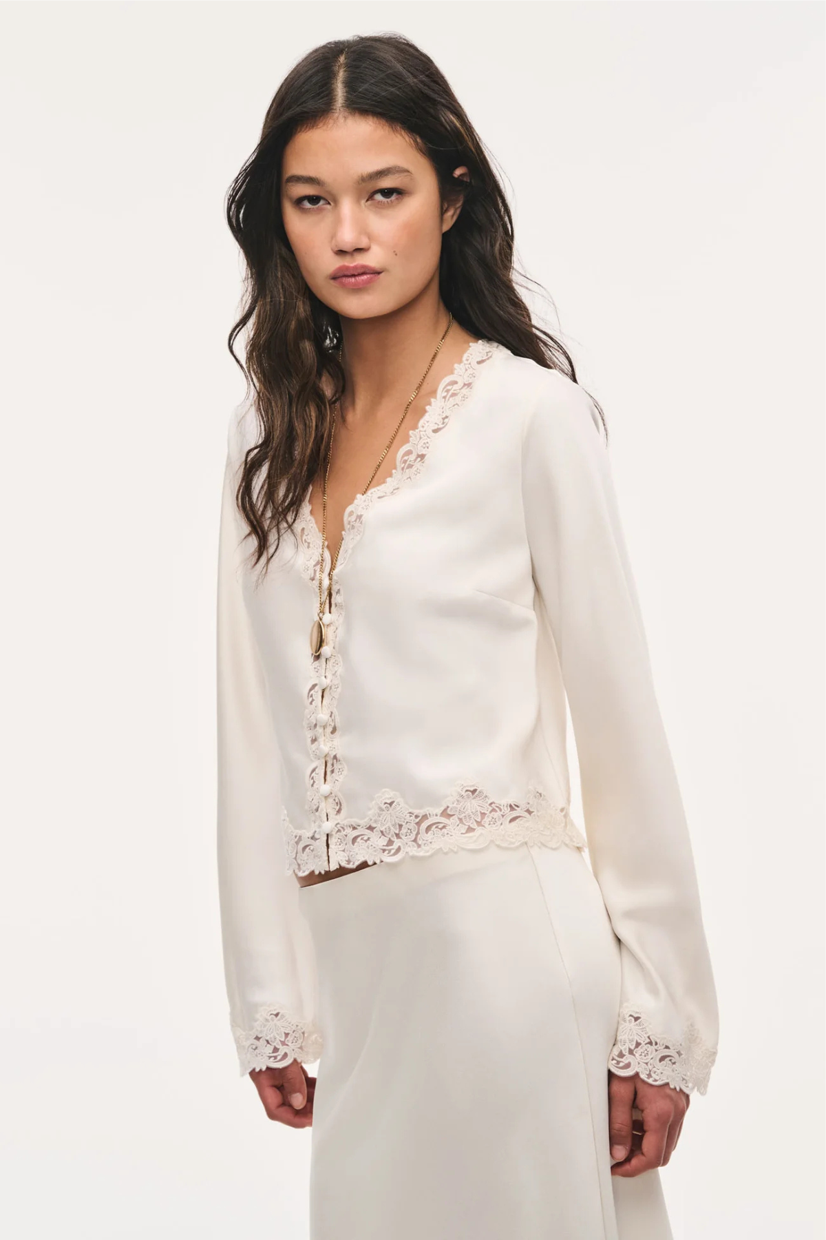 LoveShackFancy Fioretta Top - Alabaster Glow