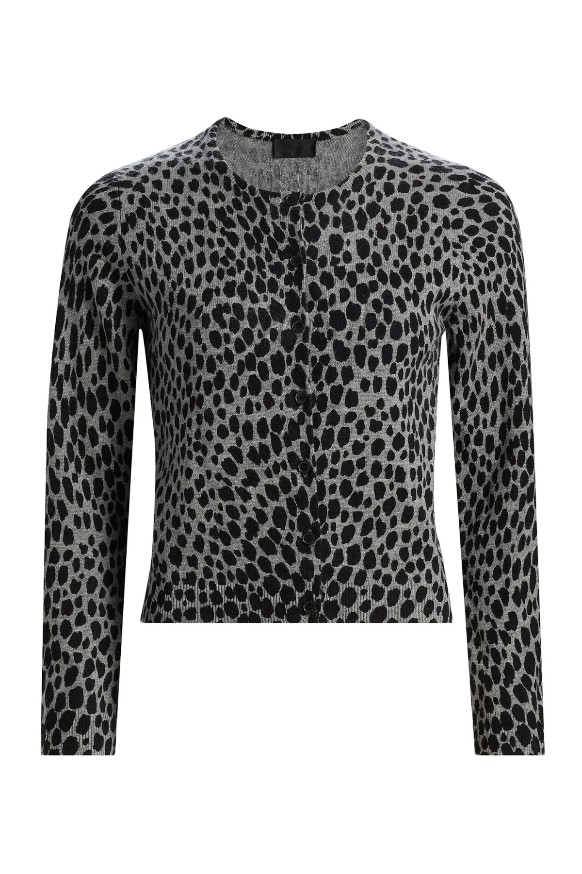 Nili Lotan Keelah Cardigan - Pebble Grey Heather/ Black Cheetah