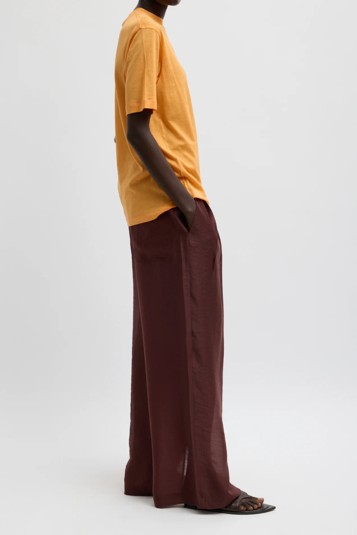 Tibi Summer Voile Stella Pant W/ Slit Detail - Russet Brown