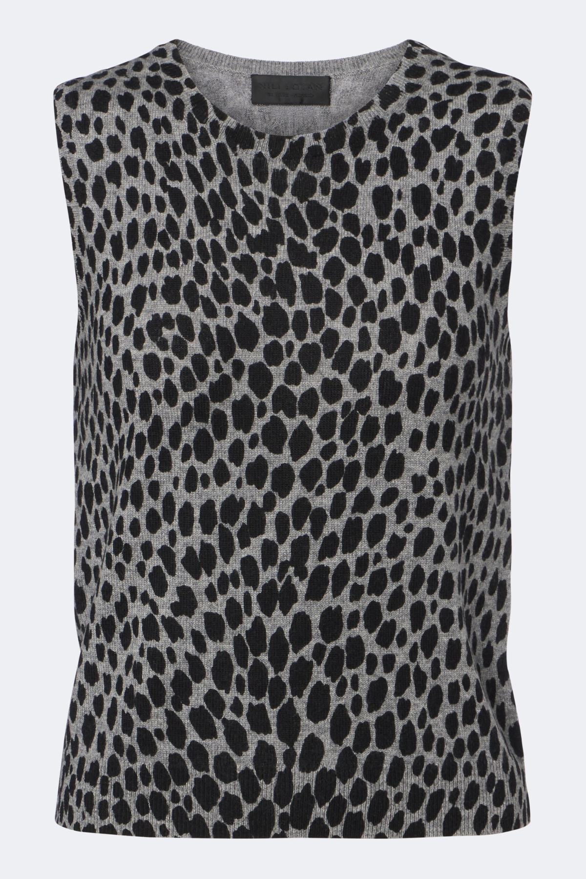 Nili Lotan Nessa Sweater Tank - Pebble Grey Heather/ Black Cheetah