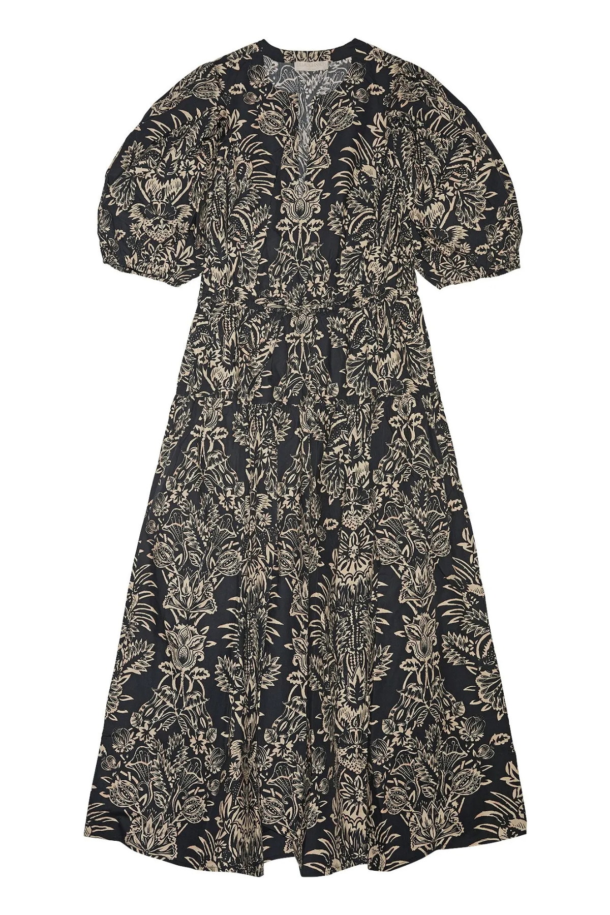 Ulla Johnson Harriet Puff Sleeve Midi Dress - Noir Flora
