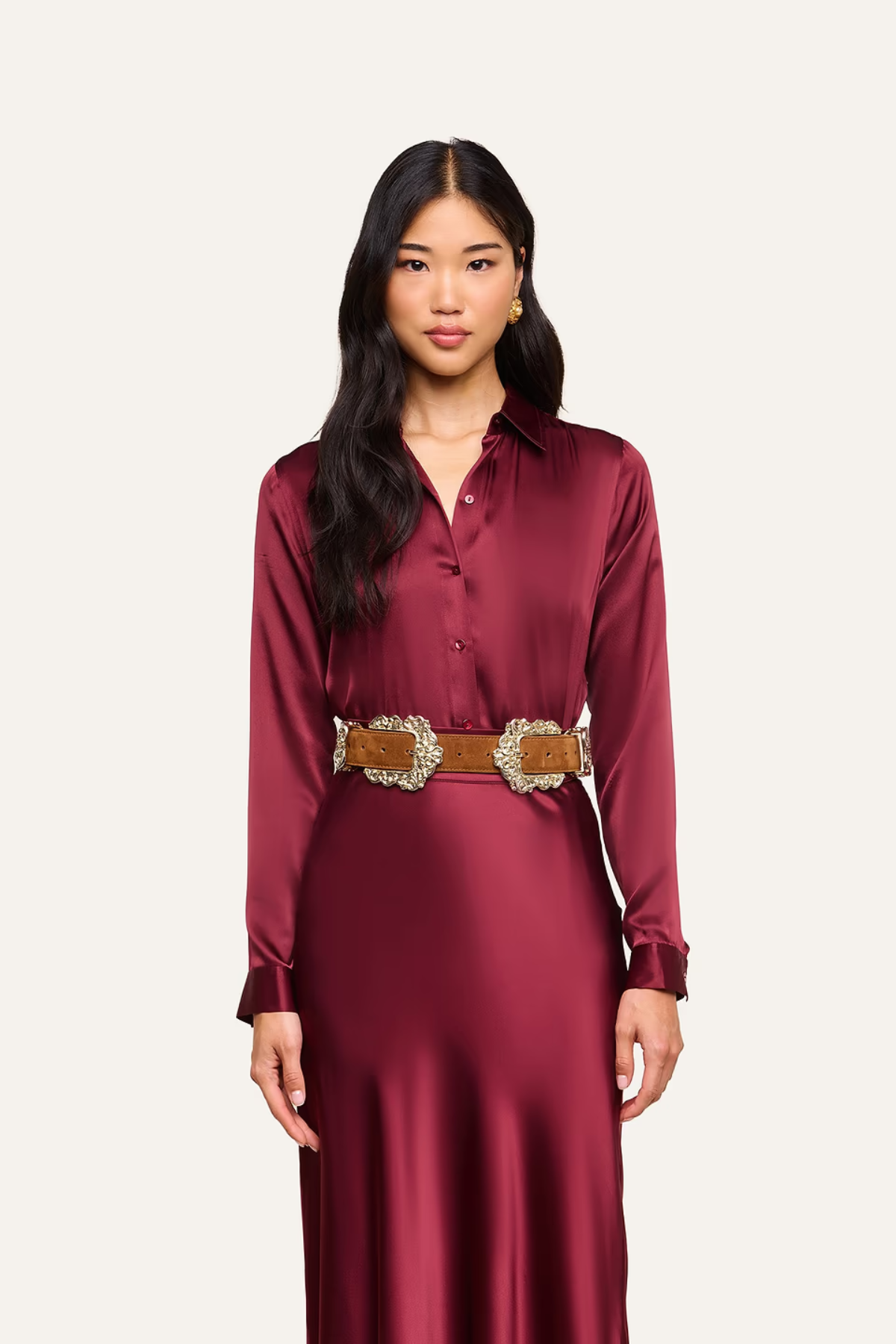 L’AGENCE Tyler Silk Blouse - Merlot Red