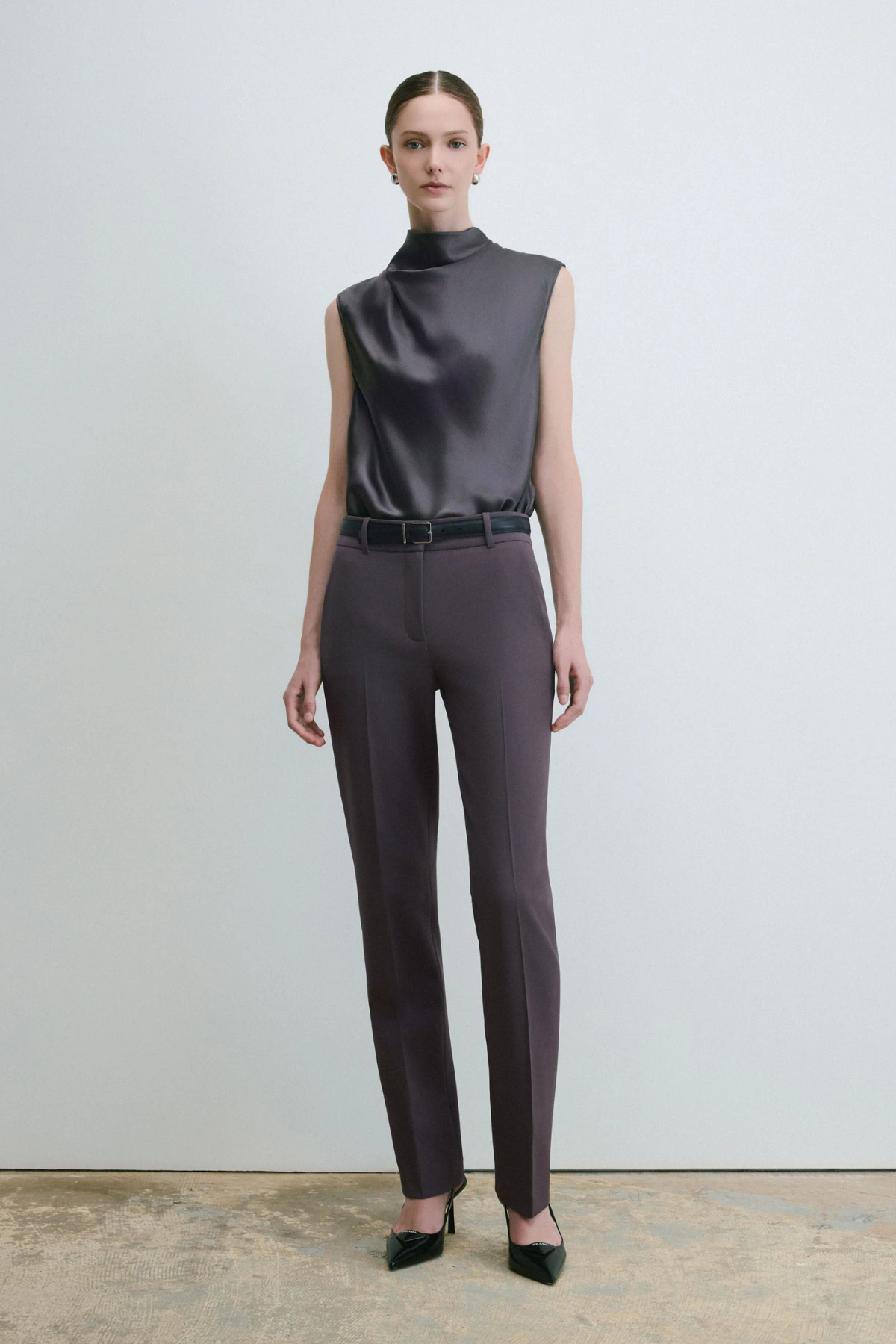 Judith & Charles Slim Straight Romy Pant - Mulberry